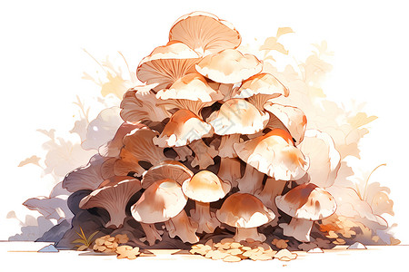 绘画的蘑菇插画高清图片