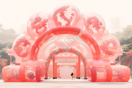 史蒂芬·柯维粉色的建筑元素插画