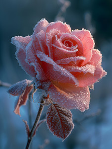 冬日玫瑰飘雪背景图片