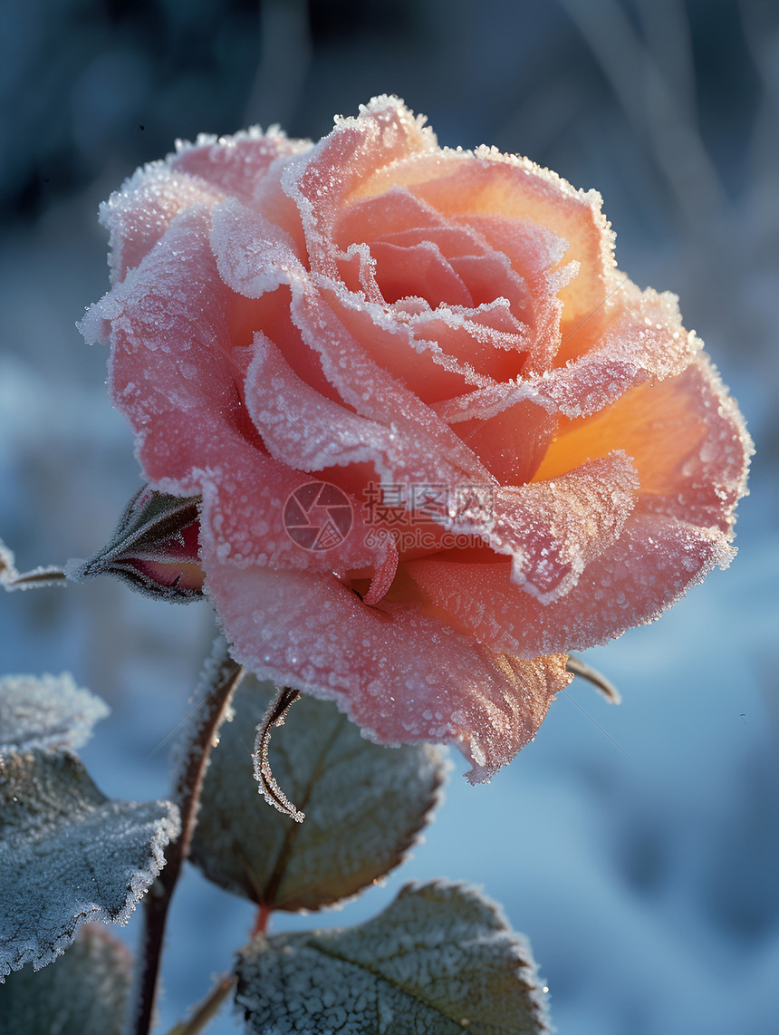 冬日冰封的玫瑰图片