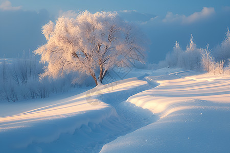 山坡中的冰雪背景图片