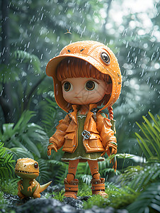 丛林中的玩具人物背景图片