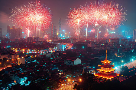 新年之夜璀璨烟火背景图片