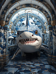独特的鲨鱼艺术品背景图片