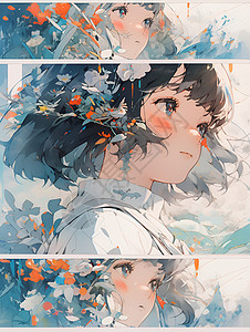 花卉和少女背景图片