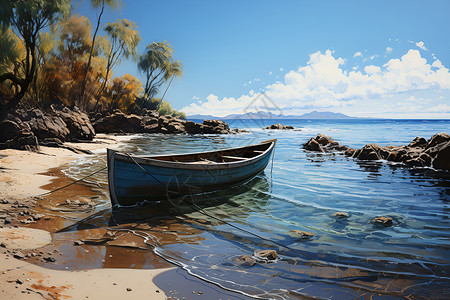 海边的小船背景图片