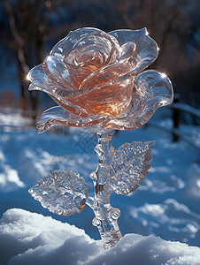 冰美冰雕玫瑰冰凝之美插画