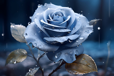 绽放的蓝色玫瑰背景图片