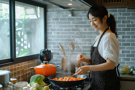 主妇在家做饭做饭的主妇背景