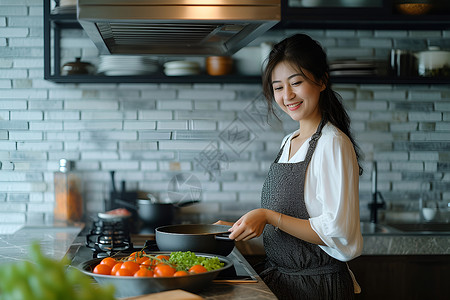 女性烹饪背景图片