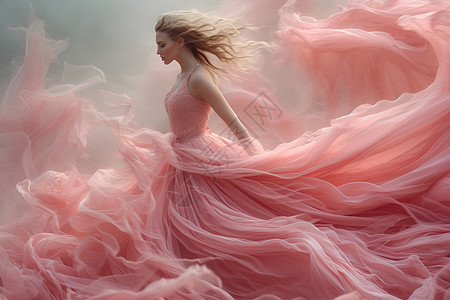 粉色婚纱礼服穿着粉色礼服的女孩背景