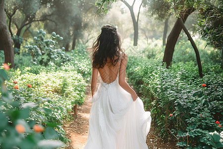 白纱新娘的背影背景图片