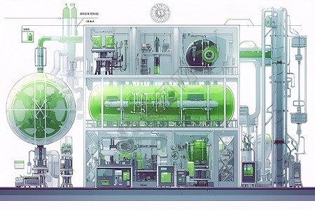 气罐压缩空气储能的设备插画