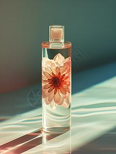 洗发水设计玻璃瓶中的花背景