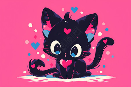 可爱的小黑猫背景图片