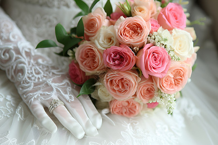 浪漫婚礼的花束背景图片