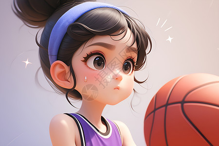 篮球少女的绘画作品高清图片