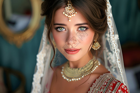 华丽新娘的肖像背景图片