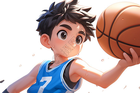 篮球动漫亚洲运动青年的插画插画