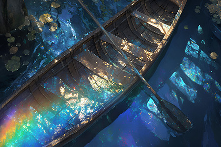 奇幻之旅湖上的彩虹之舟背景图片
