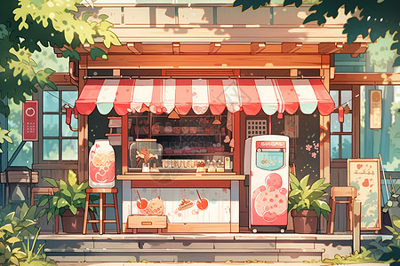 夏日的奶茶店背景图片