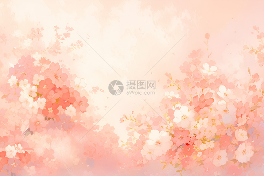 浅色粉樱水彩背景图片