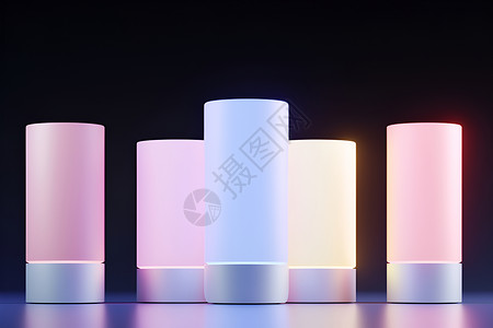 锂电池组三个圆柱形灯光插画