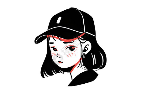 活力少女的棒球帽高清图片