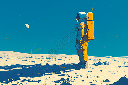 孤独的宇航员在月球上背景图片