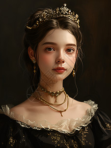 摩登王妃肖像插画高清图片