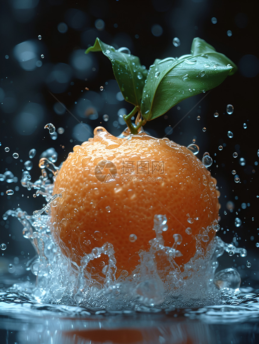橙子激起的水花图片