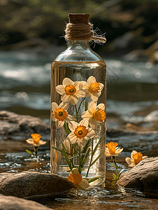 美丽水仙花一朵水仙花在瓶子设计图片