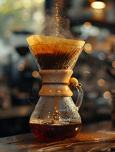 手工冲泡的香浓咖啡高清图片