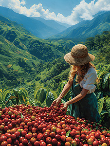 山野新鲜的咖啡豆背景图片