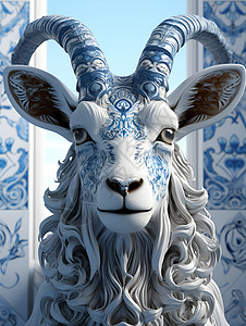 白水羊头虚拟艺术羊头设计图片