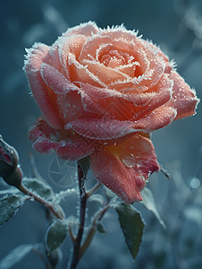 冰冷的冰冰雕花中的玫瑰插画