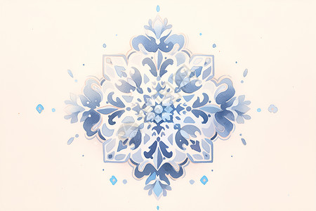 简约线条花纹美丽的蓝色图案插画