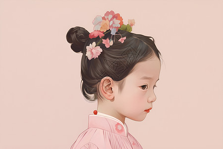 中国古代女孩插画背景图片