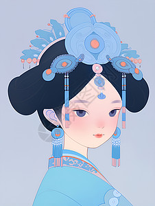 中国唐代的少女插画背景图片