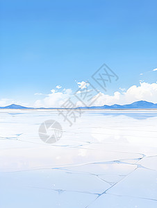 赫尔松盐湖深蓝天空下的湖泊插画