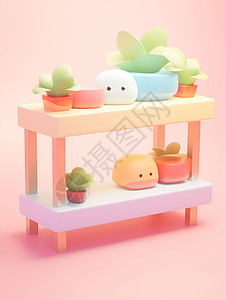 粉色梦幻植物架背景图片