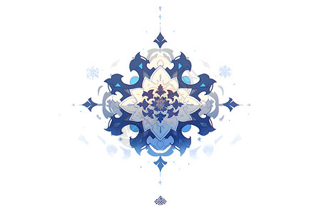 简约线条花纹蓝色纹理的冰雪之美插画