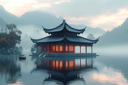 中国式亭台背景图片