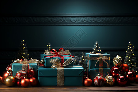 圣诞树上的礼物背景图片