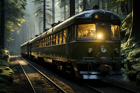 森林铁路森林中能源新列车设计图片