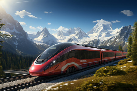 雪山列车列车穿越雪山设计图片