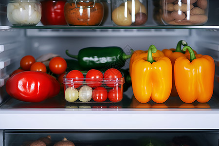 冰箱里的食物背景图片