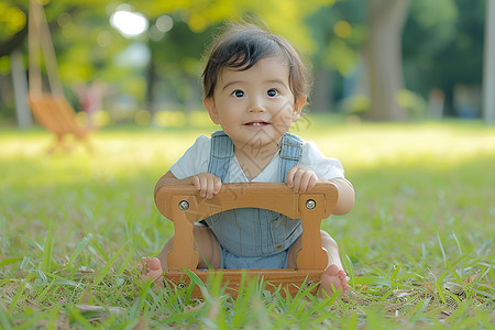 户外玩耍的婴儿背景图片
