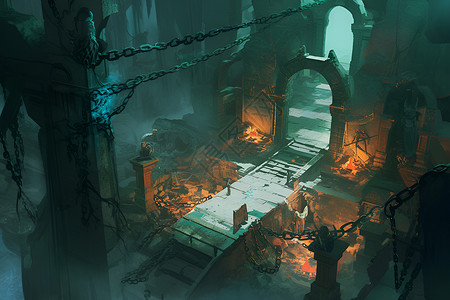 石门森林公园阴暗的神秘古墓插画