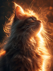 发光仰头的猫咪背景图片